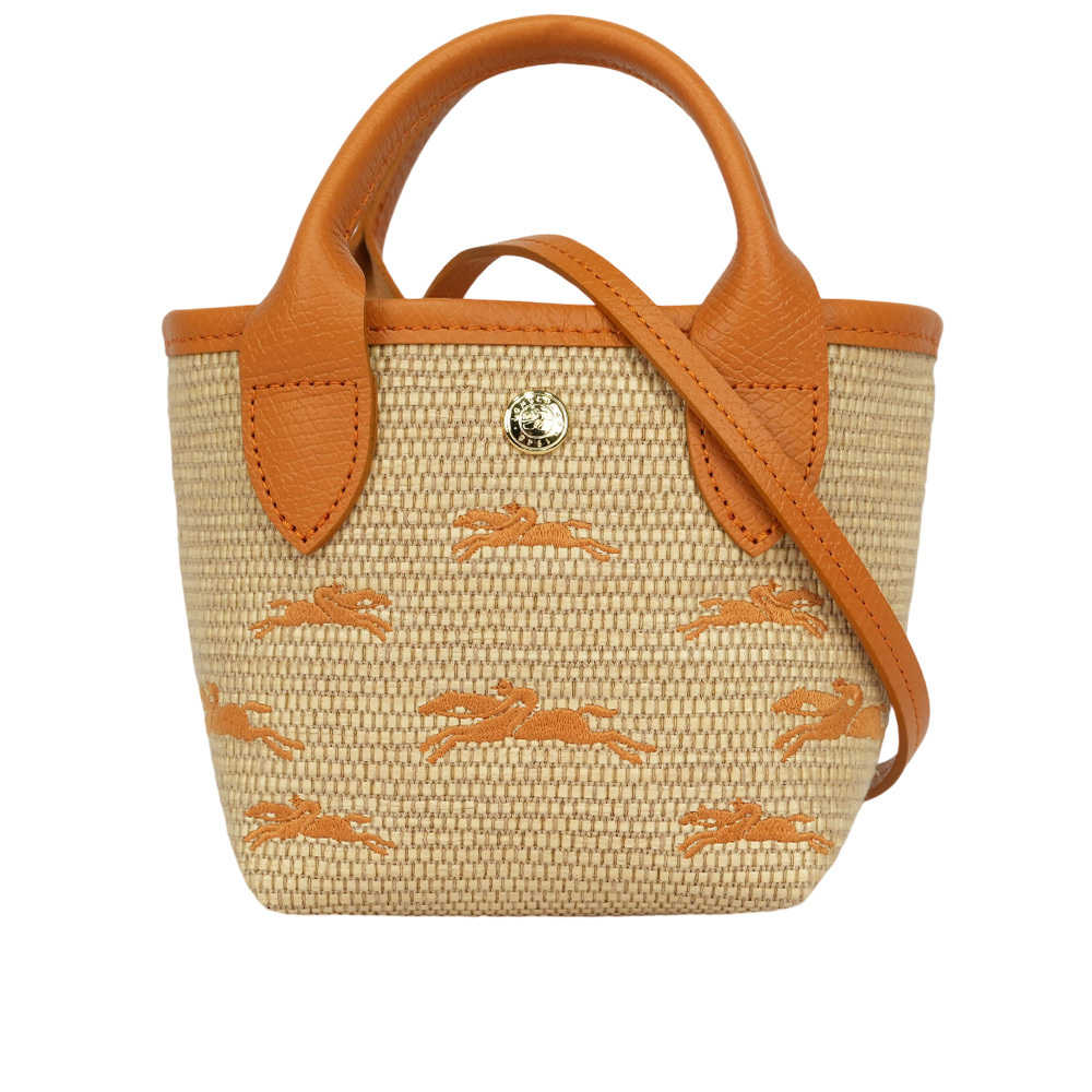 【LONGCHAMP】XS號 LE PANIER PLIAGE 滿版草編迷你二用包