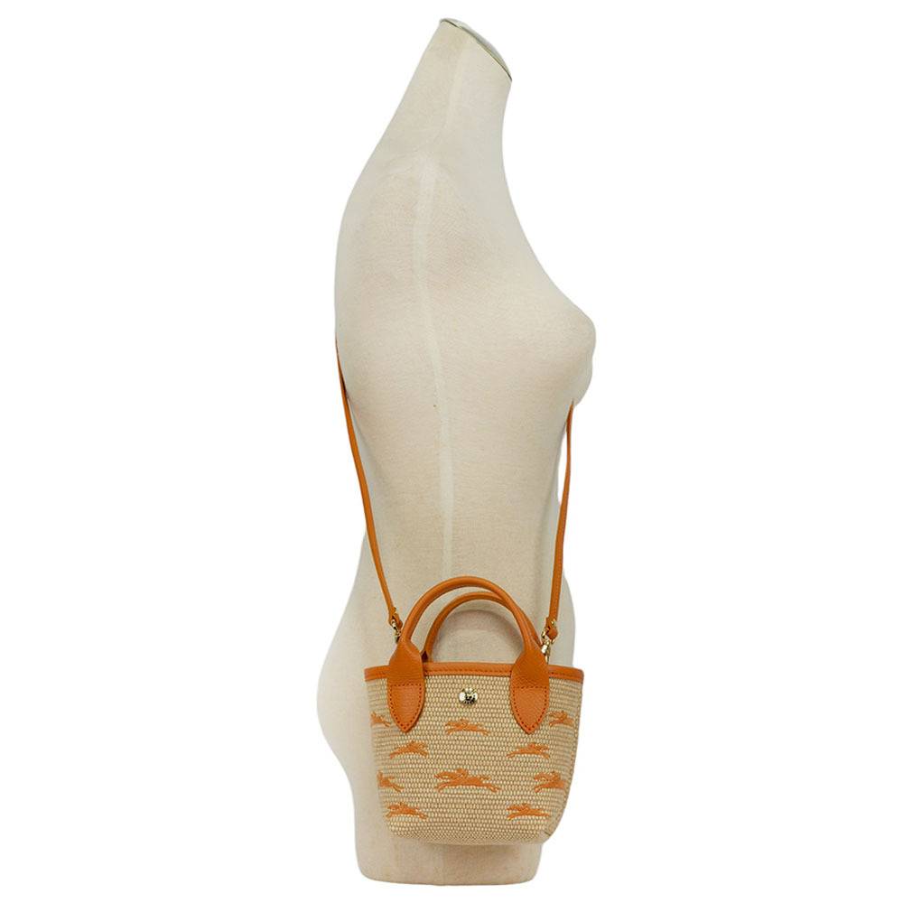 【LONGCHAMP】XS號 LE PANIER PLIAGE 滿版草編迷你二用包(杏桃色)10206 HCF 222