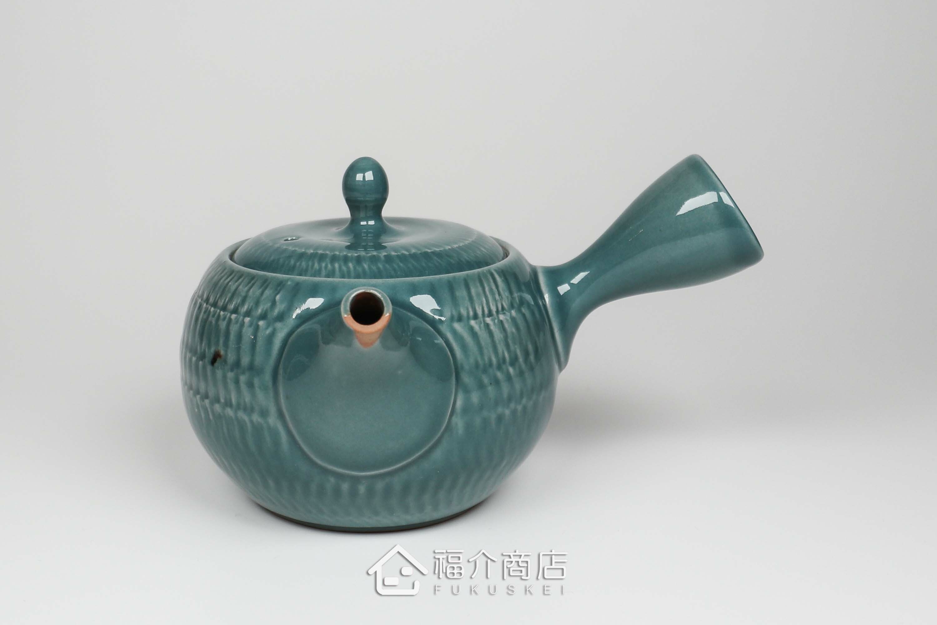 泡茶用的海洋藍色飛鉋造型日本陶壺