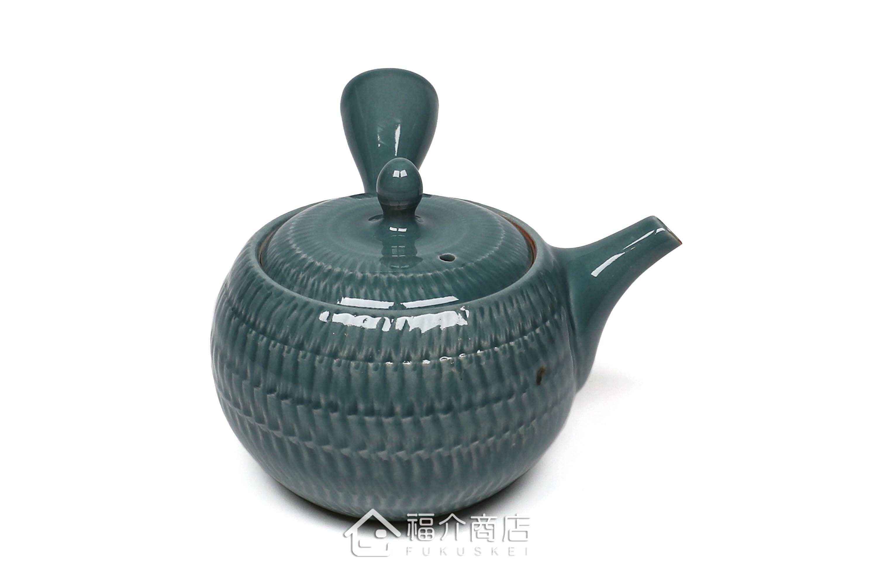 泡茶用的海洋藍色飛鉋造型日本陶壺