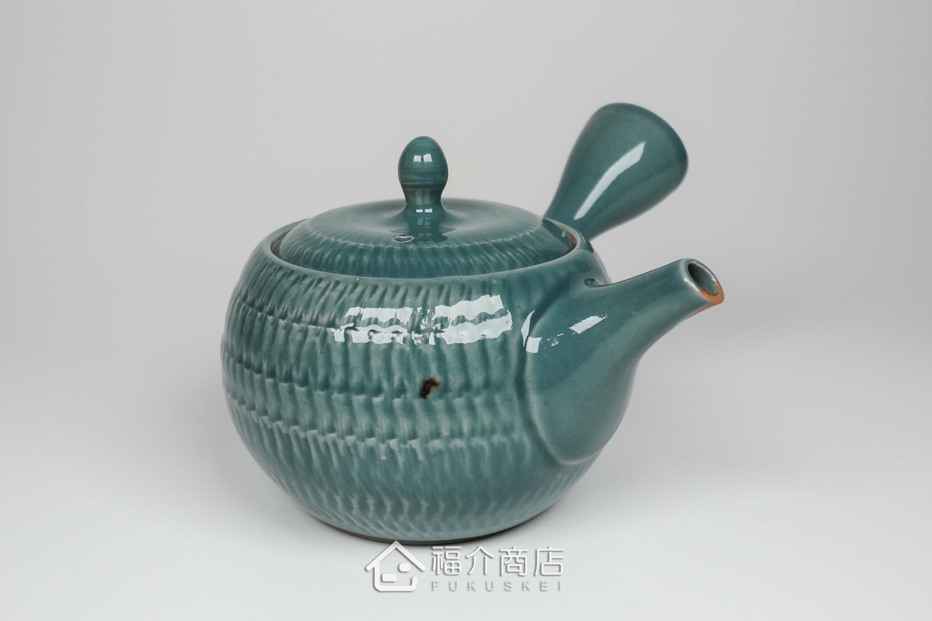 泡茶用的海洋藍色飛鉋造型日本陶壺