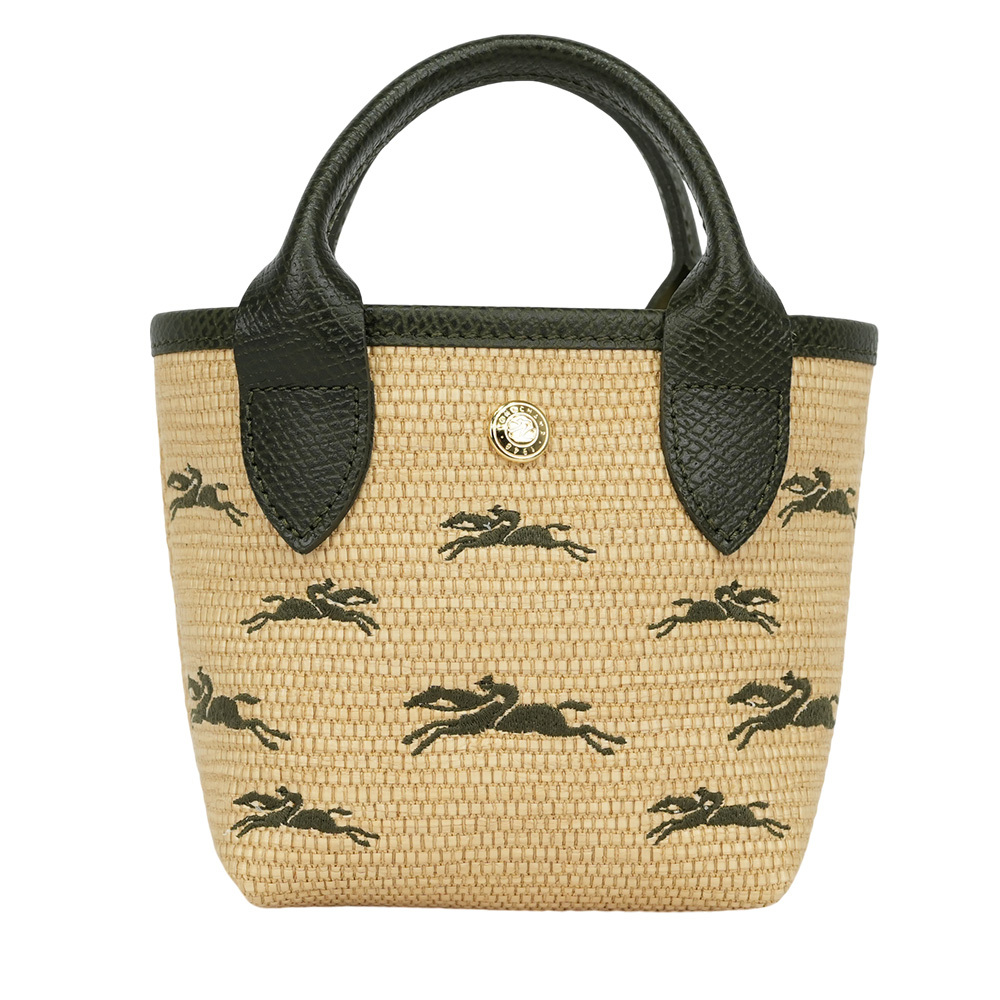 【LONGCHAMP】XS號 LE PANIER PLIAGE 滿版草編迷你二用包(卡其綠)10206 HCF 292