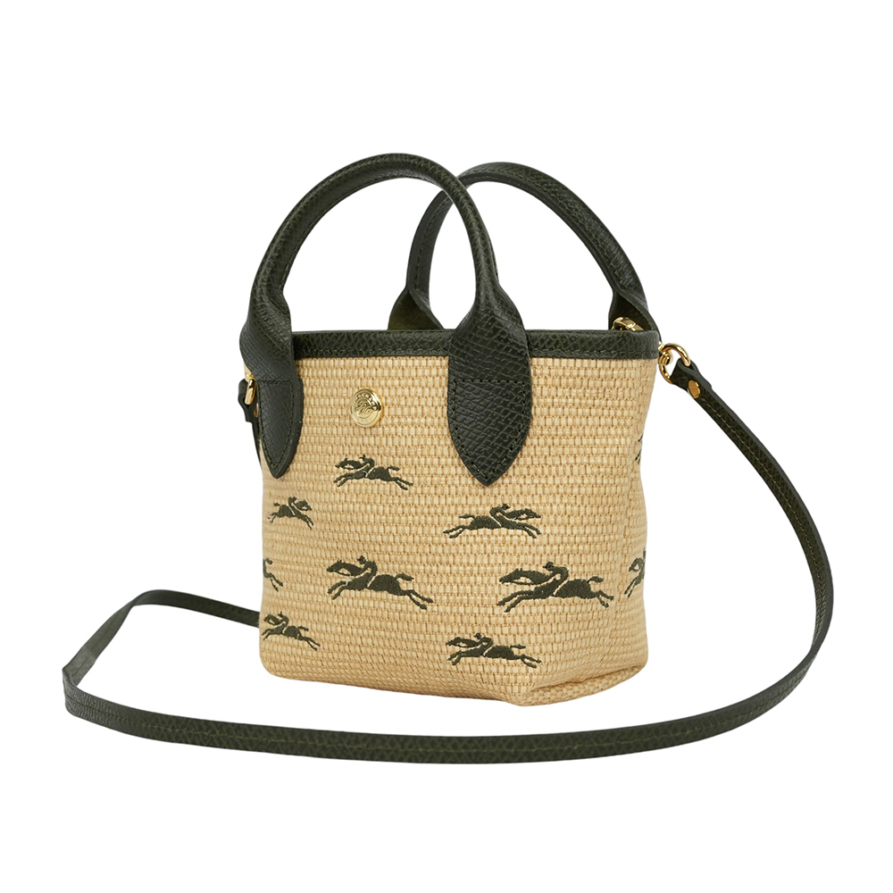 【LONGCHAMP】XS號 LE PANIER PLIAGE 滿版草編迷你二用包(卡其綠)10206 HCF 292
