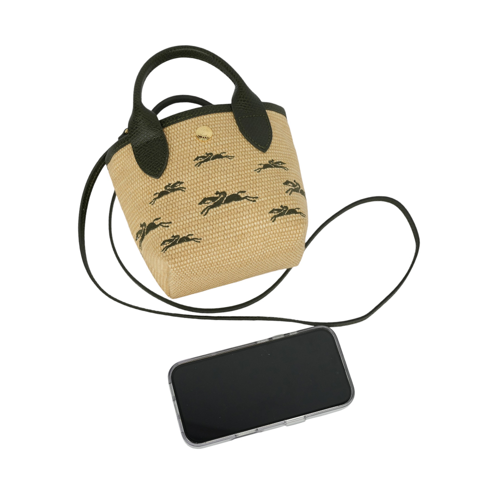 【LONGCHAMP】XS號 LE PANIER PLIAGE 滿版草編迷你二用包(卡其綠)10206 HCF 292