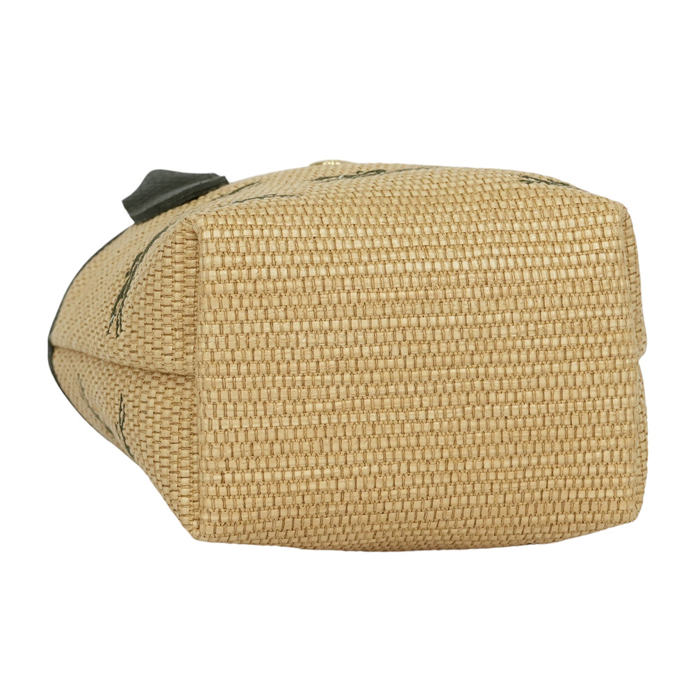 【LONGCHAMP】XS號 LE PANIER PLIAGE 滿版草編迷你二用包(卡其綠)10206 HCF 292