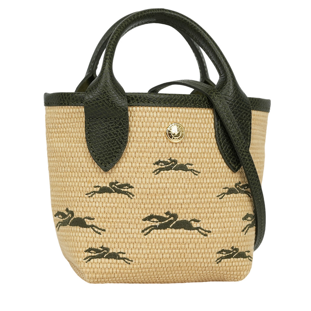 【LONGCHAMP】XS號 LE PANIER PLIAGE 滿版草編迷你二用包(卡其綠)10206 HCF 292