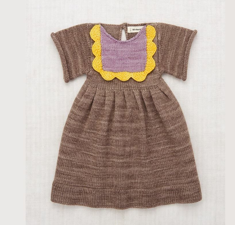 Misha & Puff 針織雙色圍兜洋裝 Scallop Bib Dress - Brut