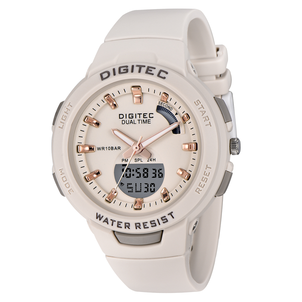 【DIGITEC 數碼科技】BDA-4082T 都會商務經典 甜美溫柔輕盈色系 運動多功能雙顯 電子錶 手錶