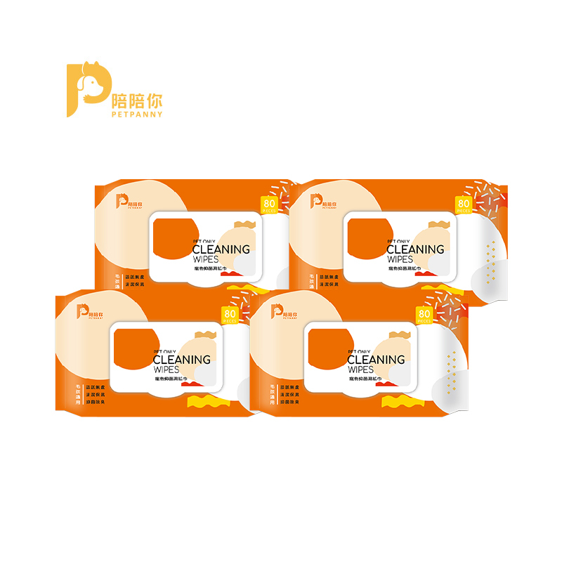 【Petpanny陪陪你】寵物抑菌濕紙巾－80抽/4包