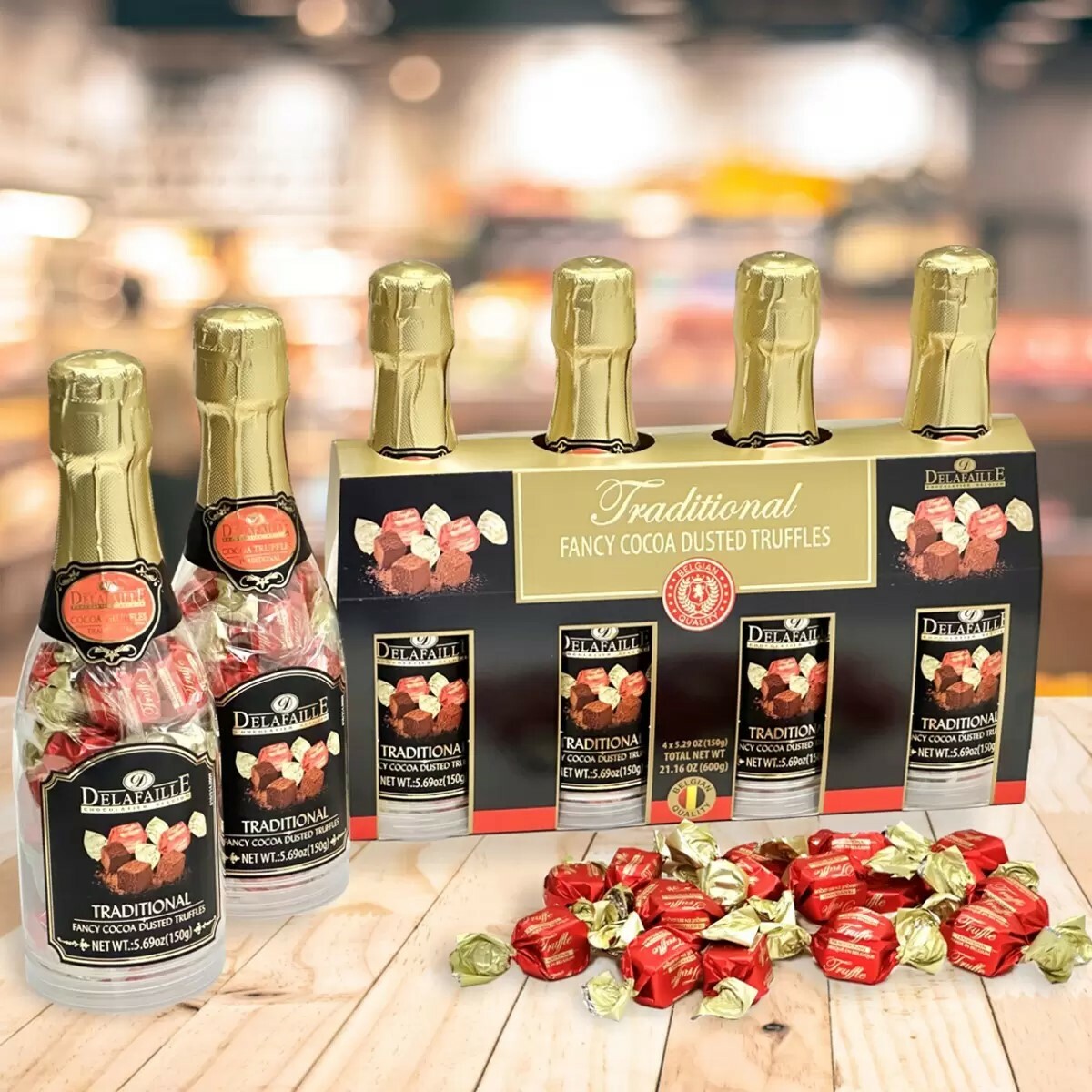 台灣 好市多 Delafaille 香檳瓶裝巧克力風味球 150公克 X 4 瓶 (✈️直送香港✈️運費到付)