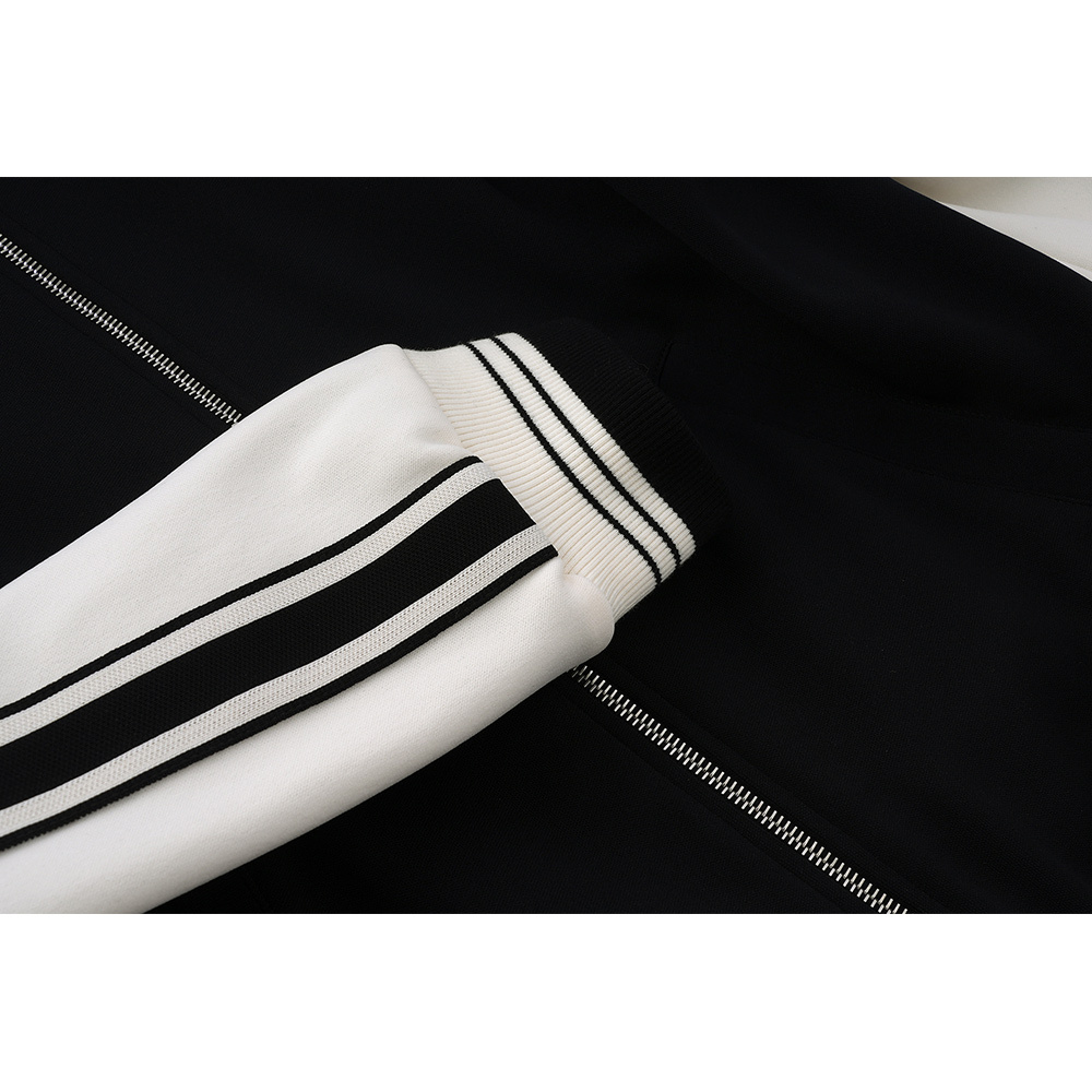 【CELINE】雙色平紋針織運動風夾克(黑色/自然色) M號2Y14H121O.38EC