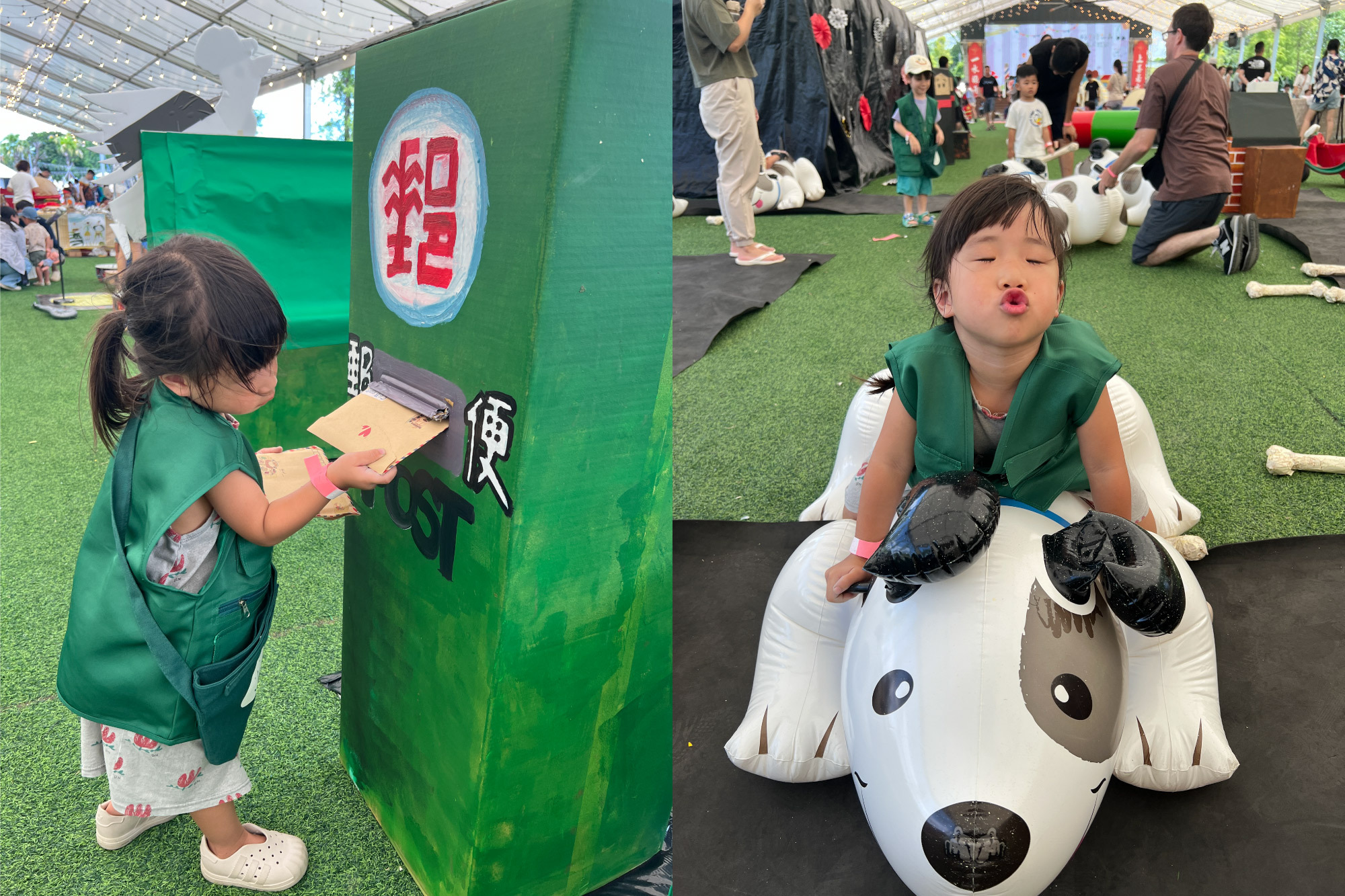 這是一張兒童職業體驗區，郵差的照片