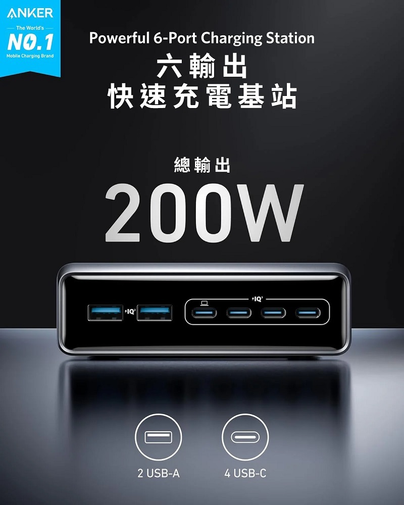 Anker Prime 充電器 6 端口 200W (A2683)