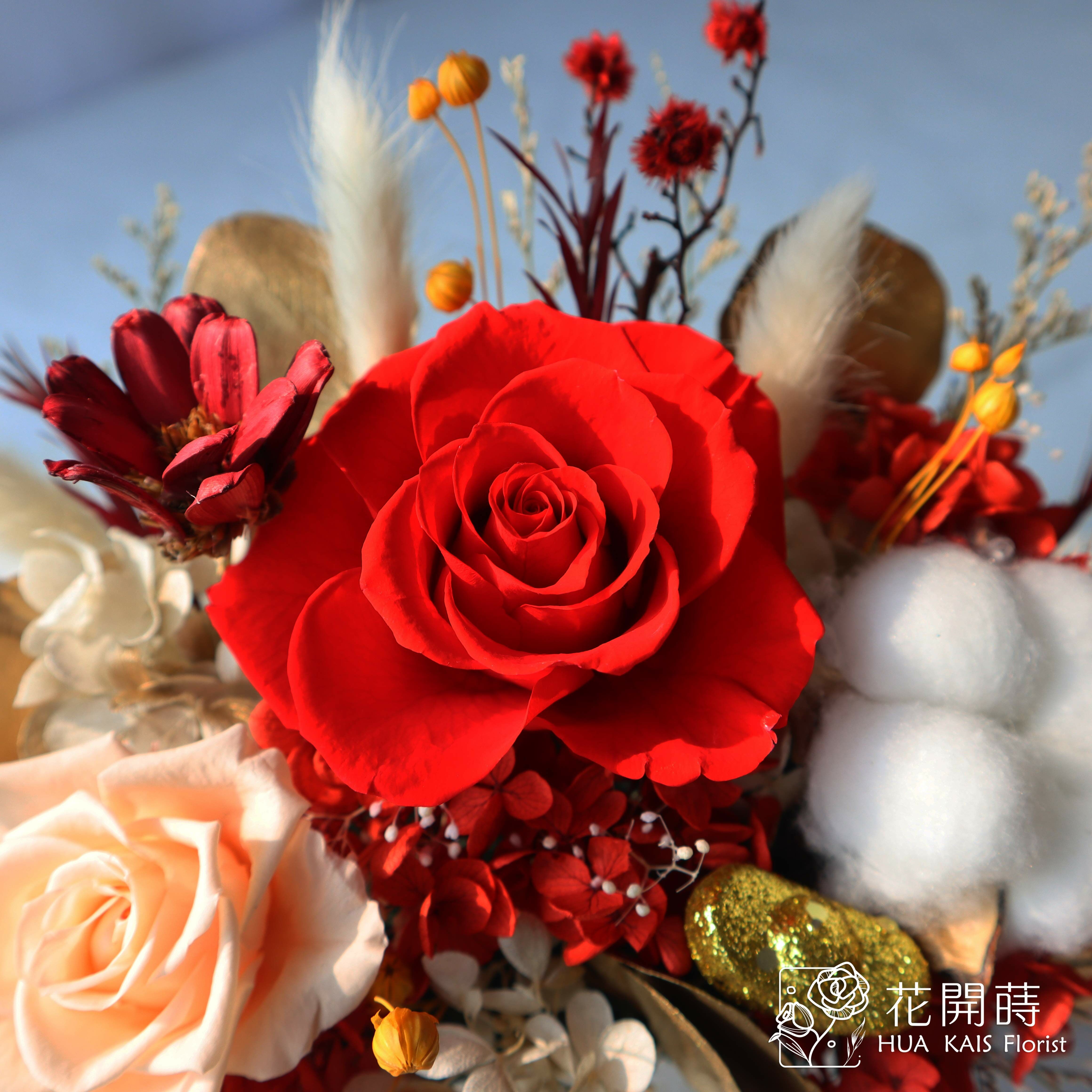 經典款桌花-富貴紅S|開幕賀禮|喬遷新居|永生桌花|中型桌花