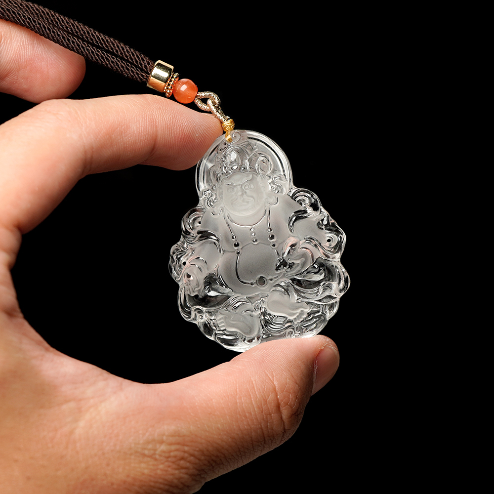 白水晶頂級超淨透黃財神36g 白水晶吊墜｜可調式棉繩