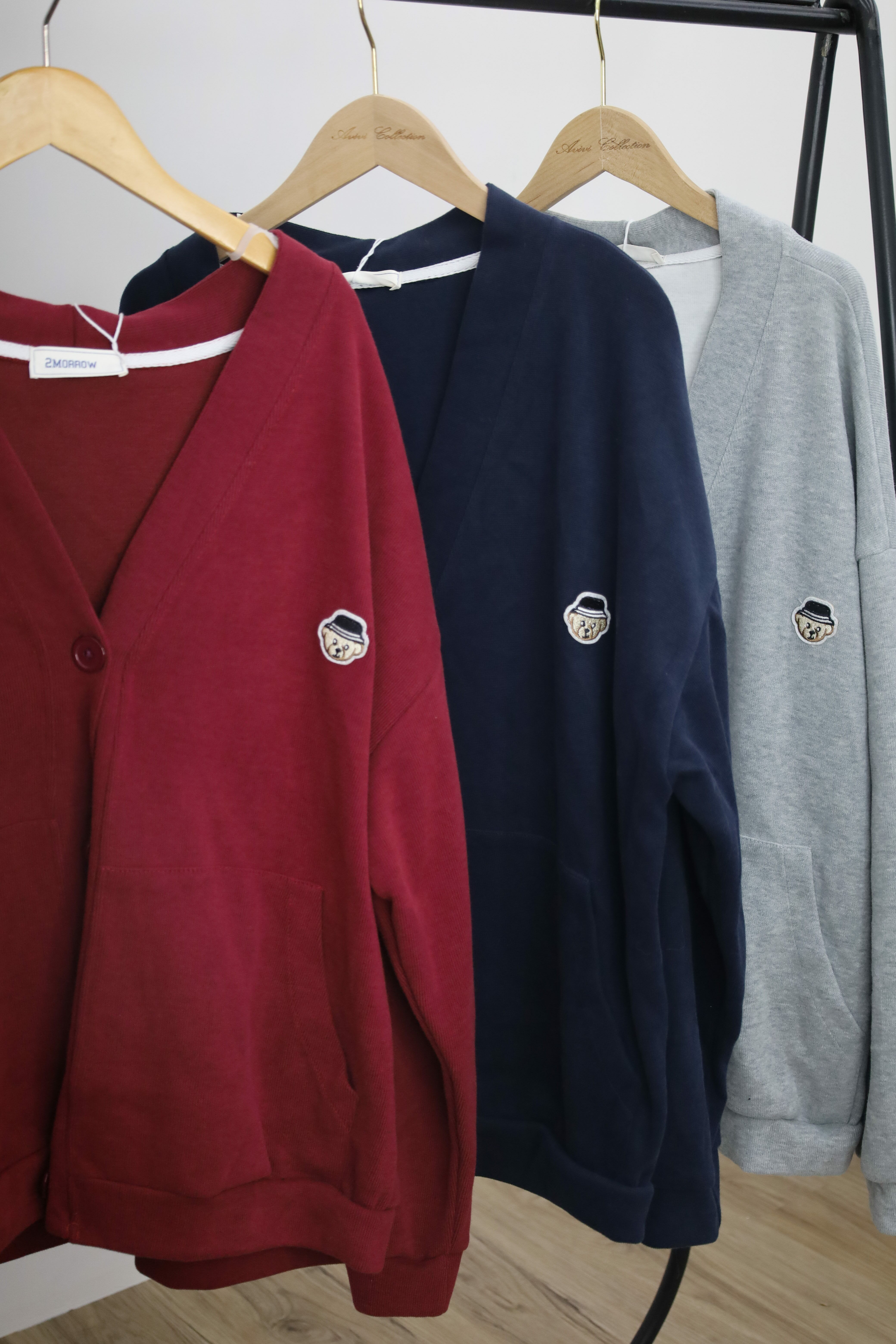 學院風小熊刺繡開衫