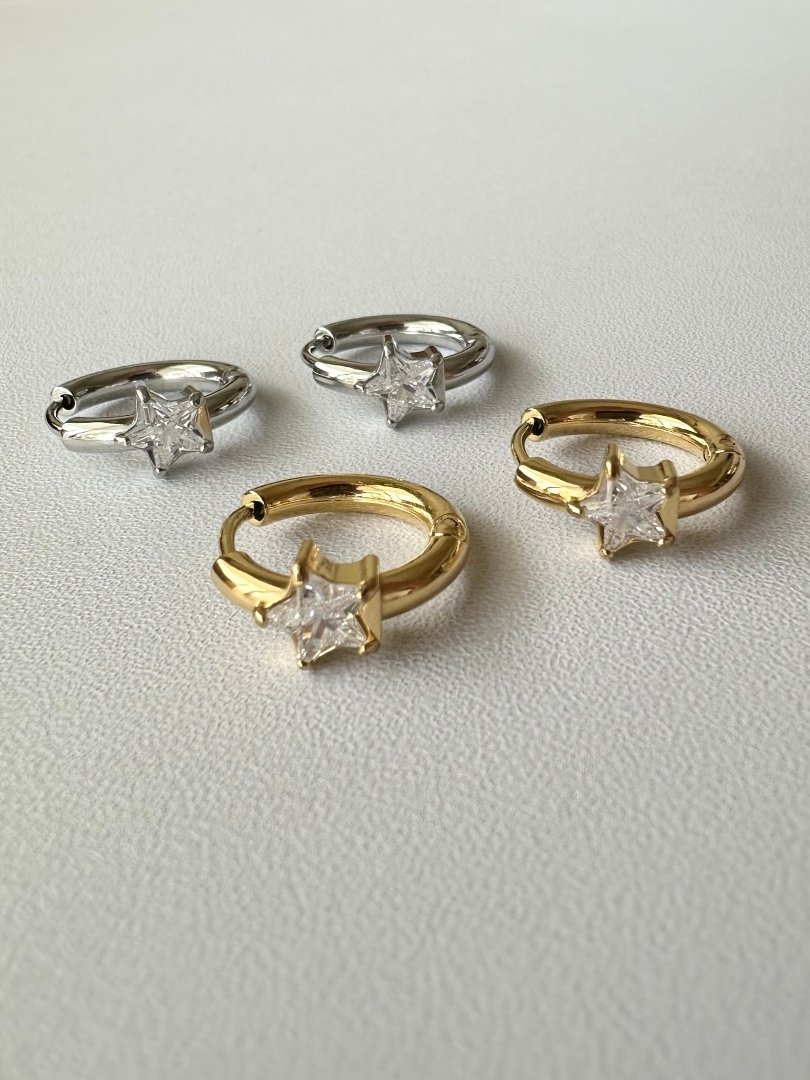 SS star stone hoop pierce
