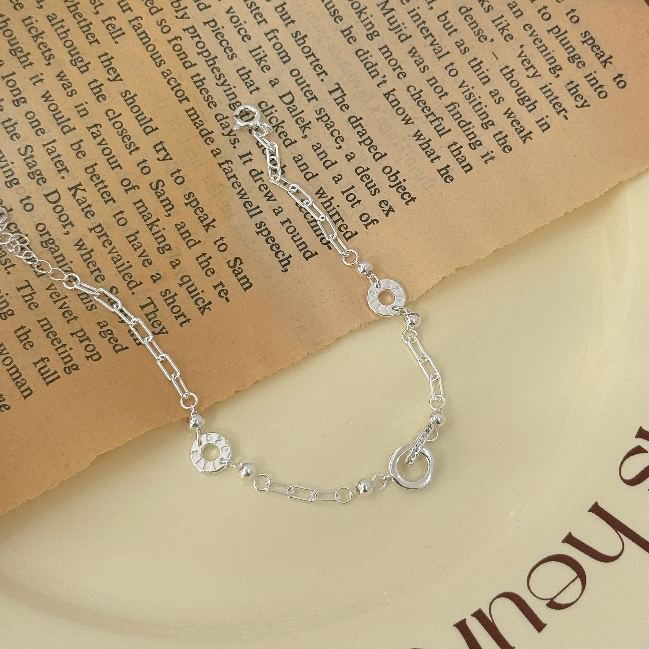 R67拼接排鑽雙扣純銀手鍊