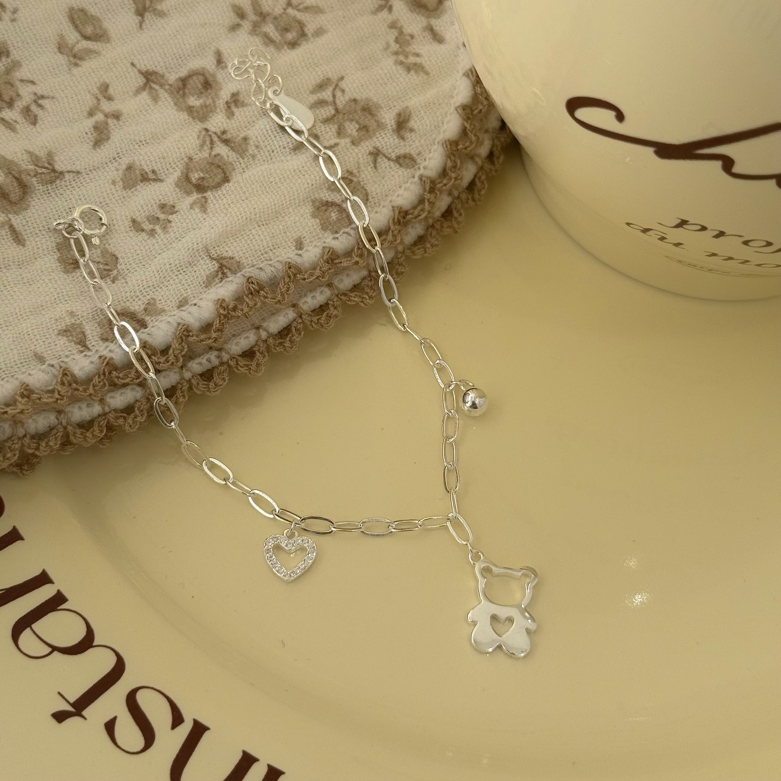 J94分布式小熊愛心純銀手鍊