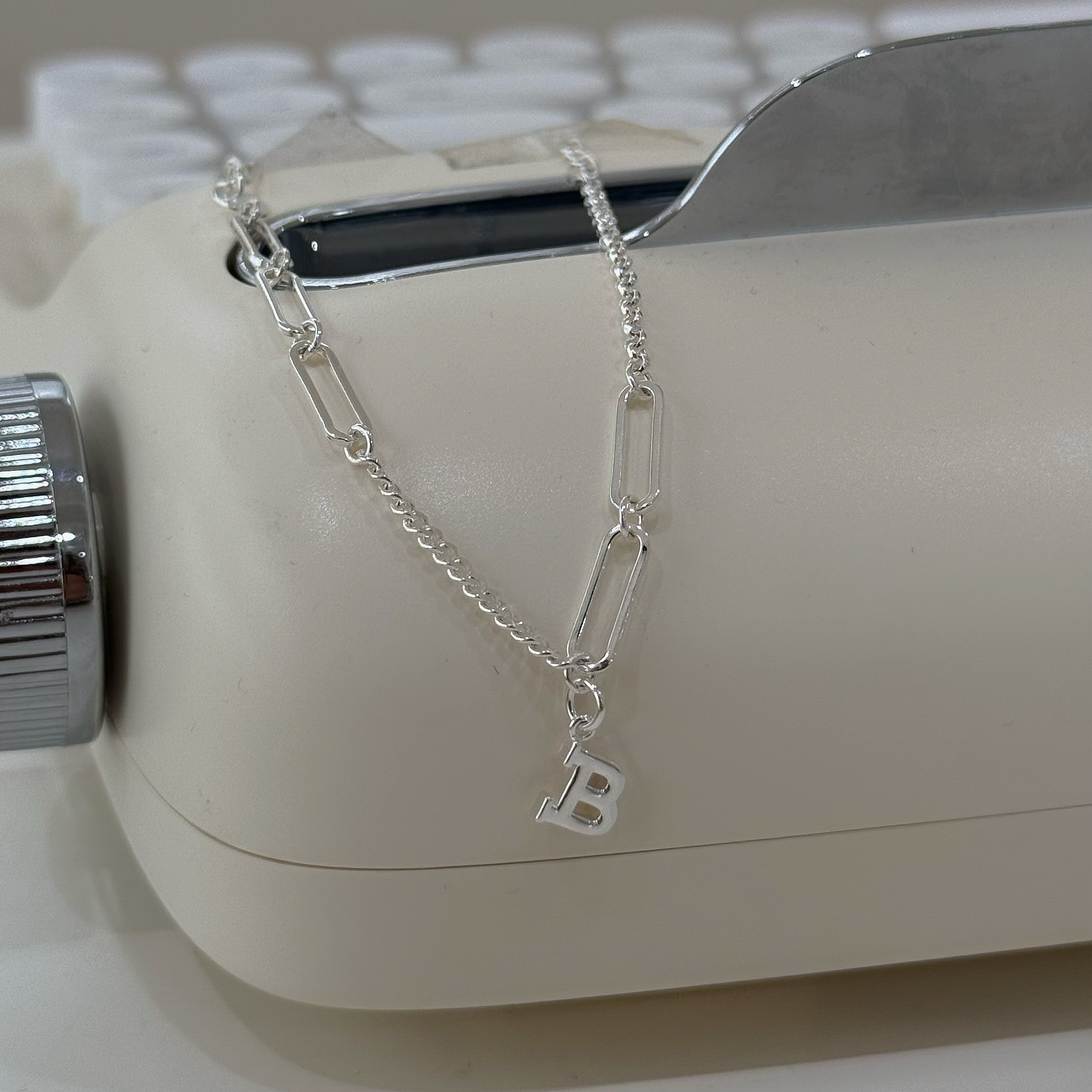 J07拼接字母純銀手鍊