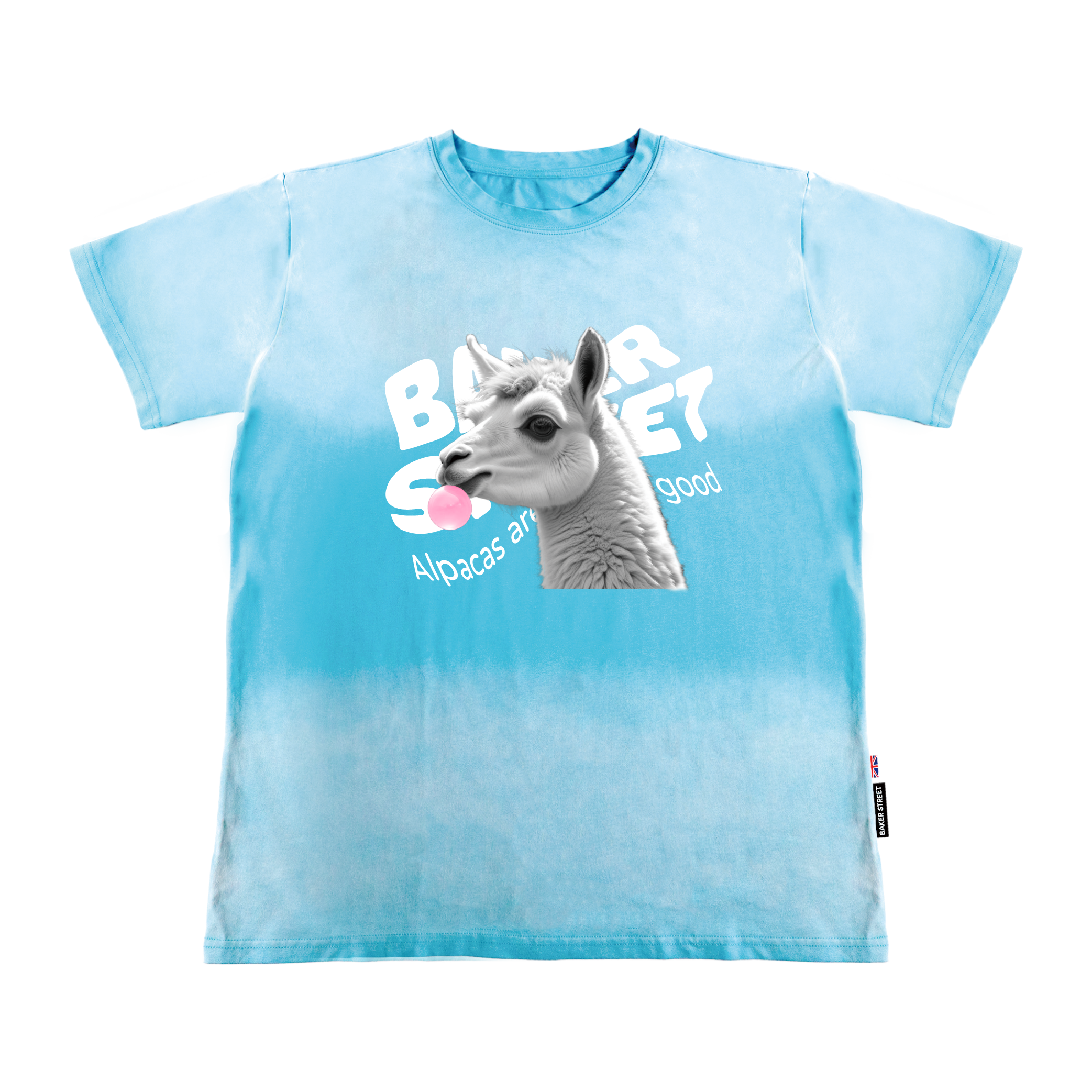 羊駝印花水洗漸層長版女T