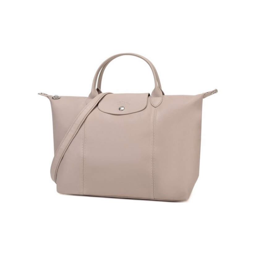 LONGCHAMP Le Pliage Cuir 32 Tote 長柄塗層帆布購物袋
