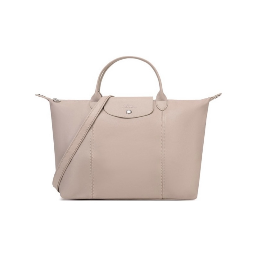 LONGCHAMP Le Pliage Cuir 32 Tote 長柄塗層帆布購物袋