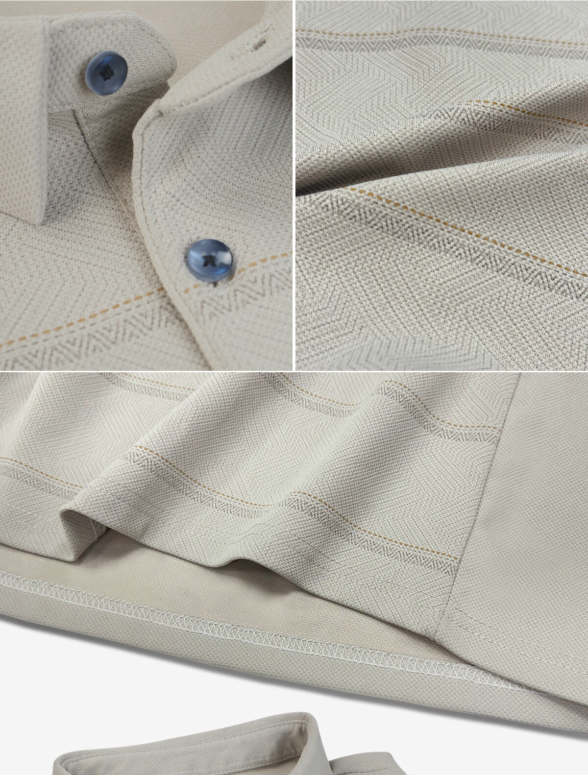 細紋圖騰商務長袖POLO衫細節展示