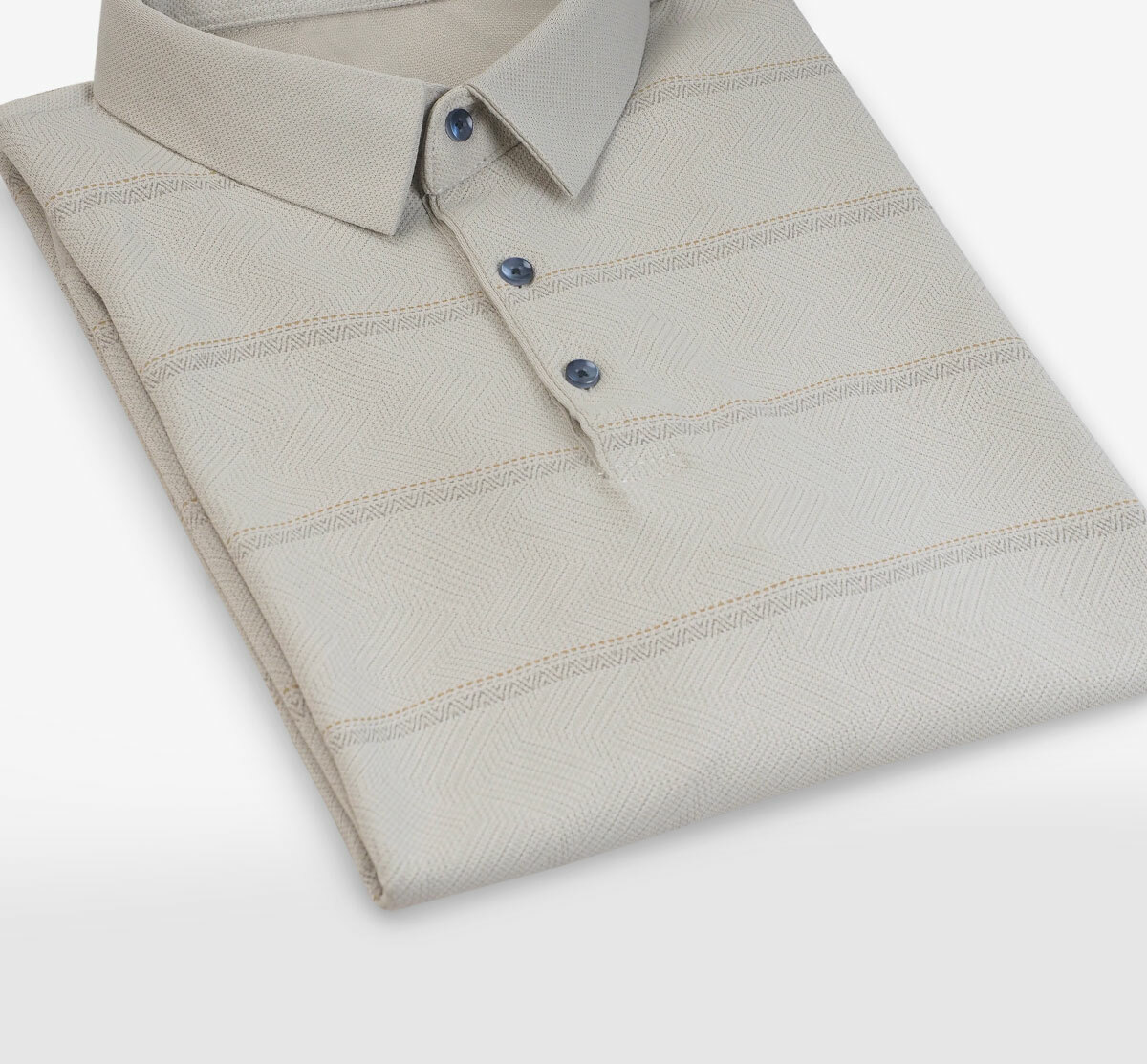細紋圖騰商務長袖POLO衫摺收樣式
