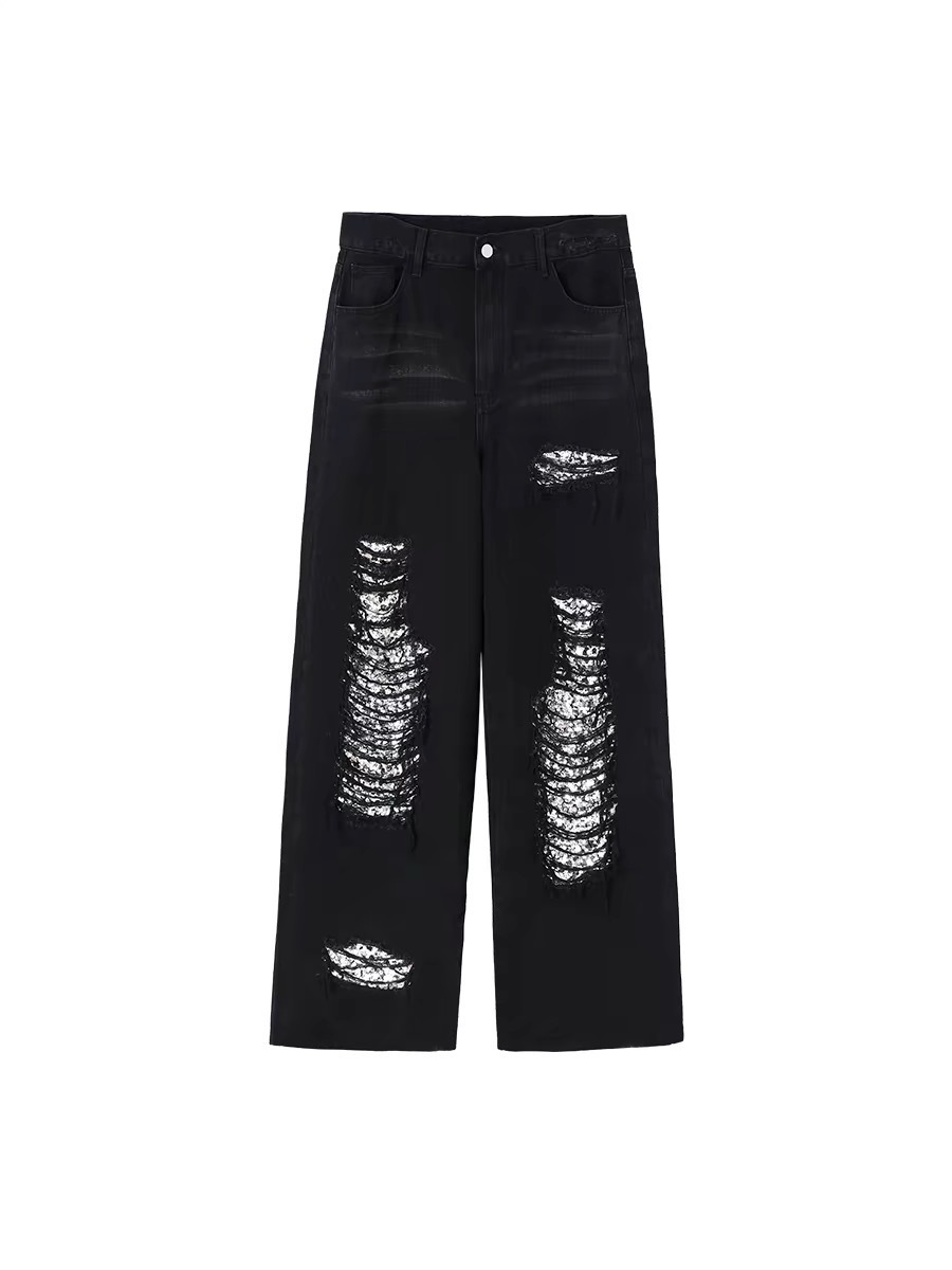 CONP 亮片破洞牛仔褲
