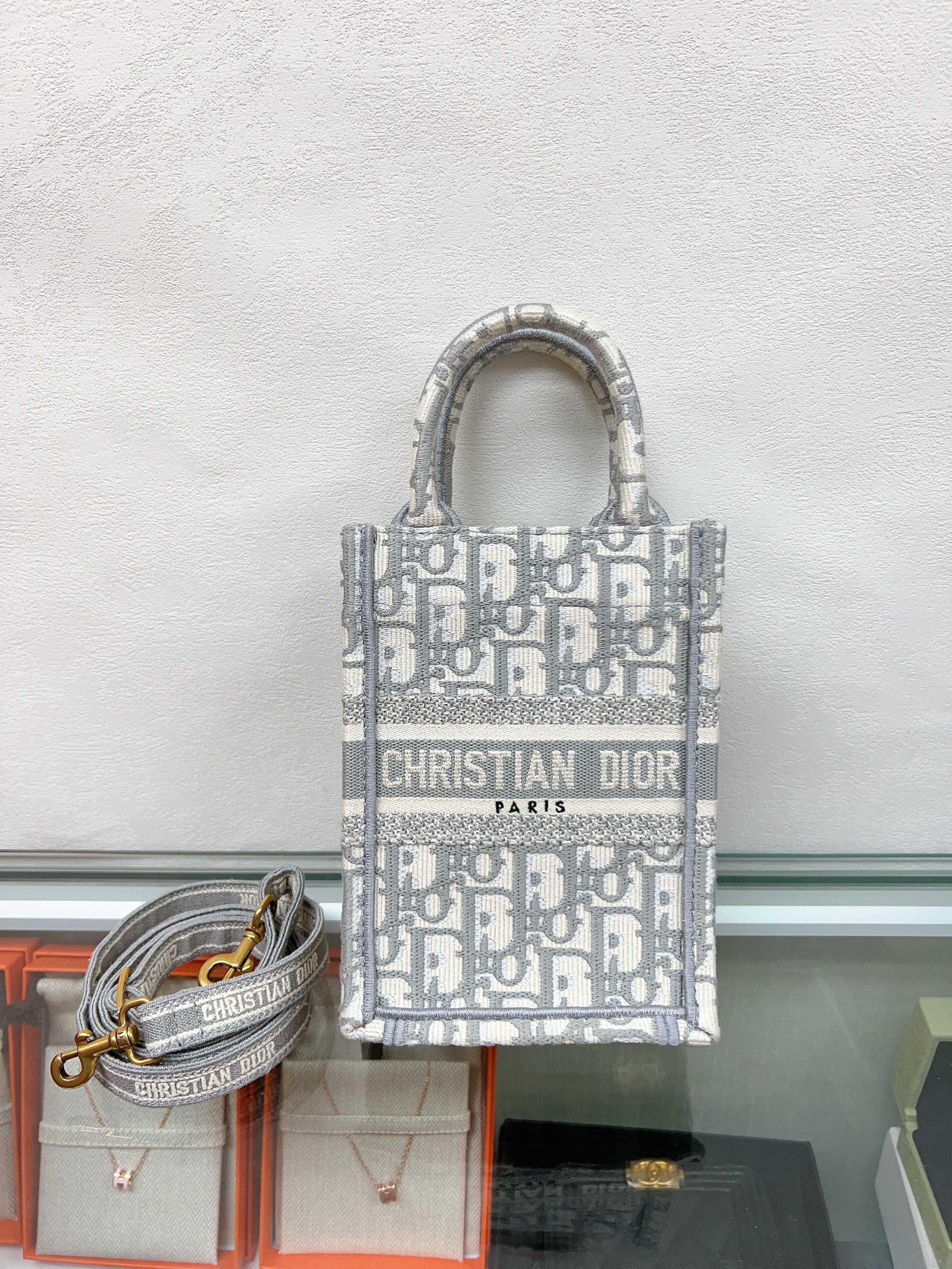 Dior book tote vertical mini (grey oblique)