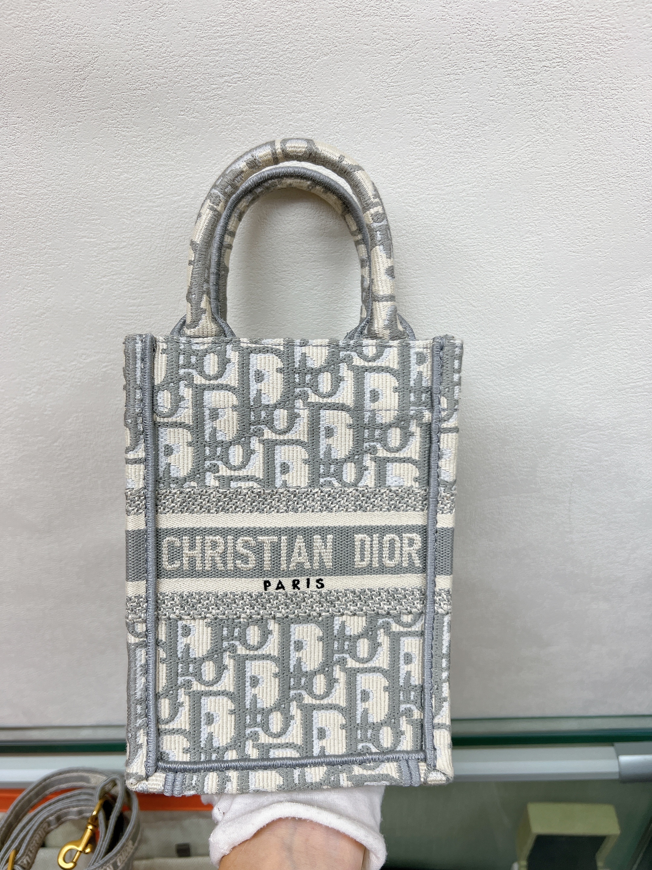 Dior book tote vertical mini (grey oblique)