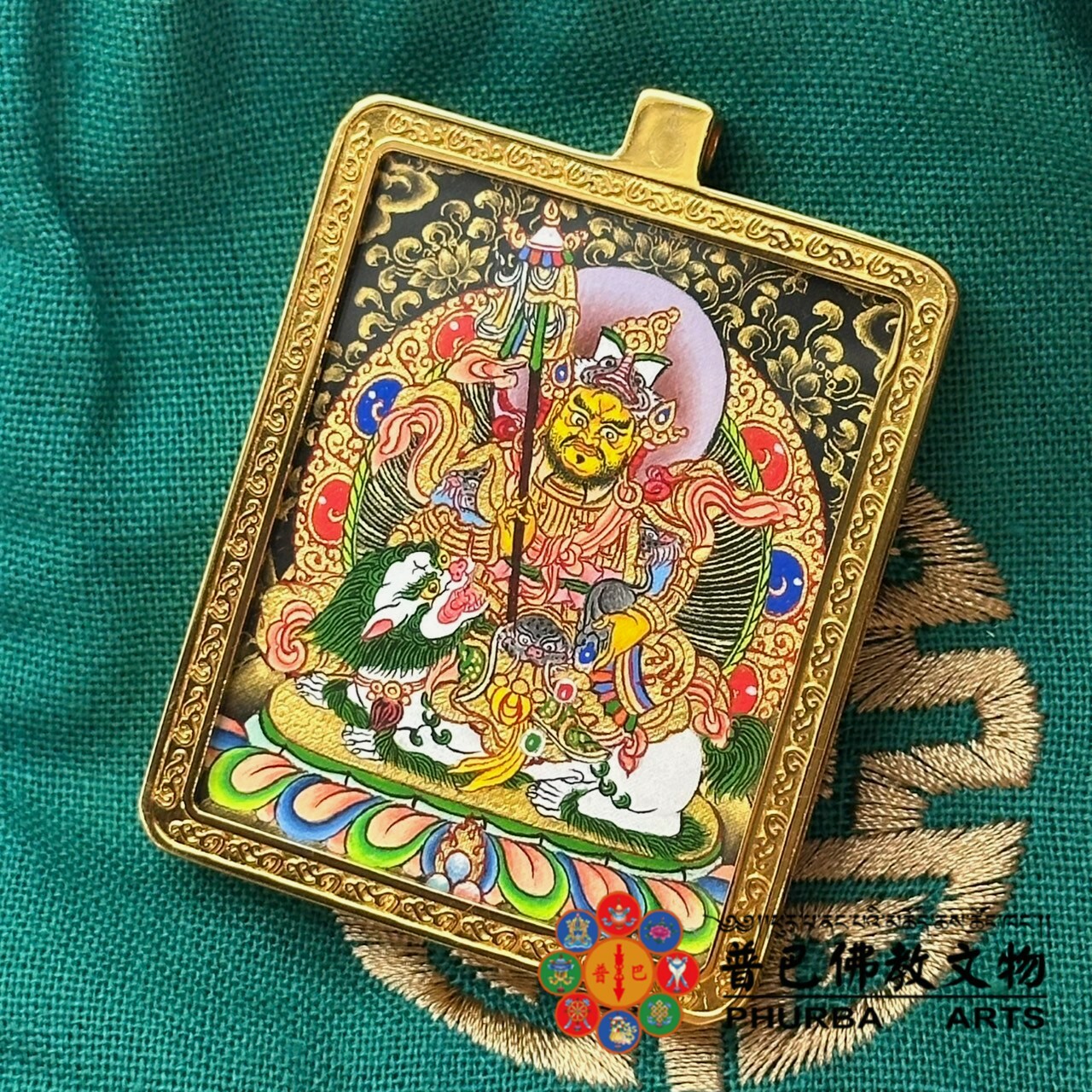財寶天王寶石顏料手繪唐卡掛牌