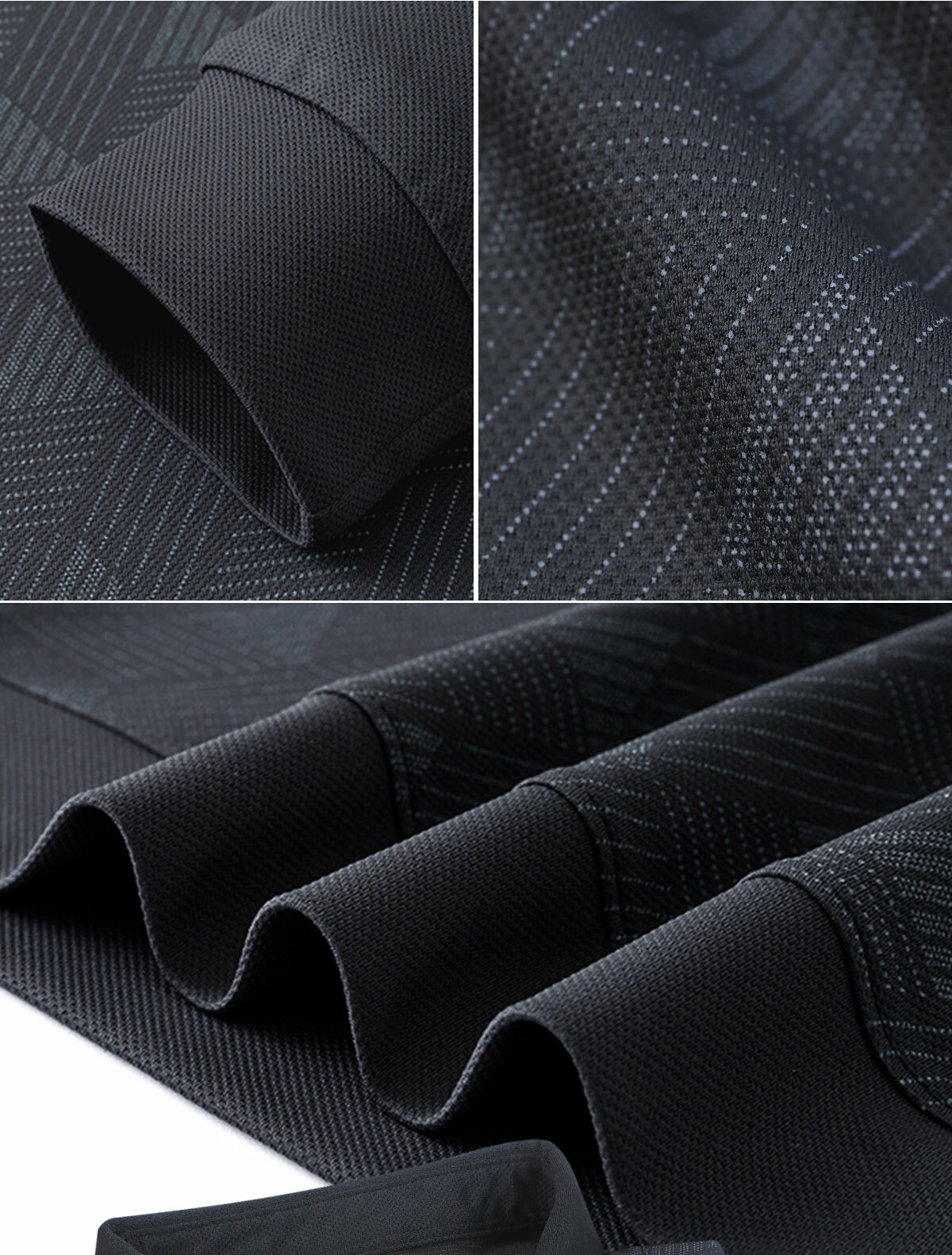 假兩件式斜三角商務長袖POLO衫細節特寫