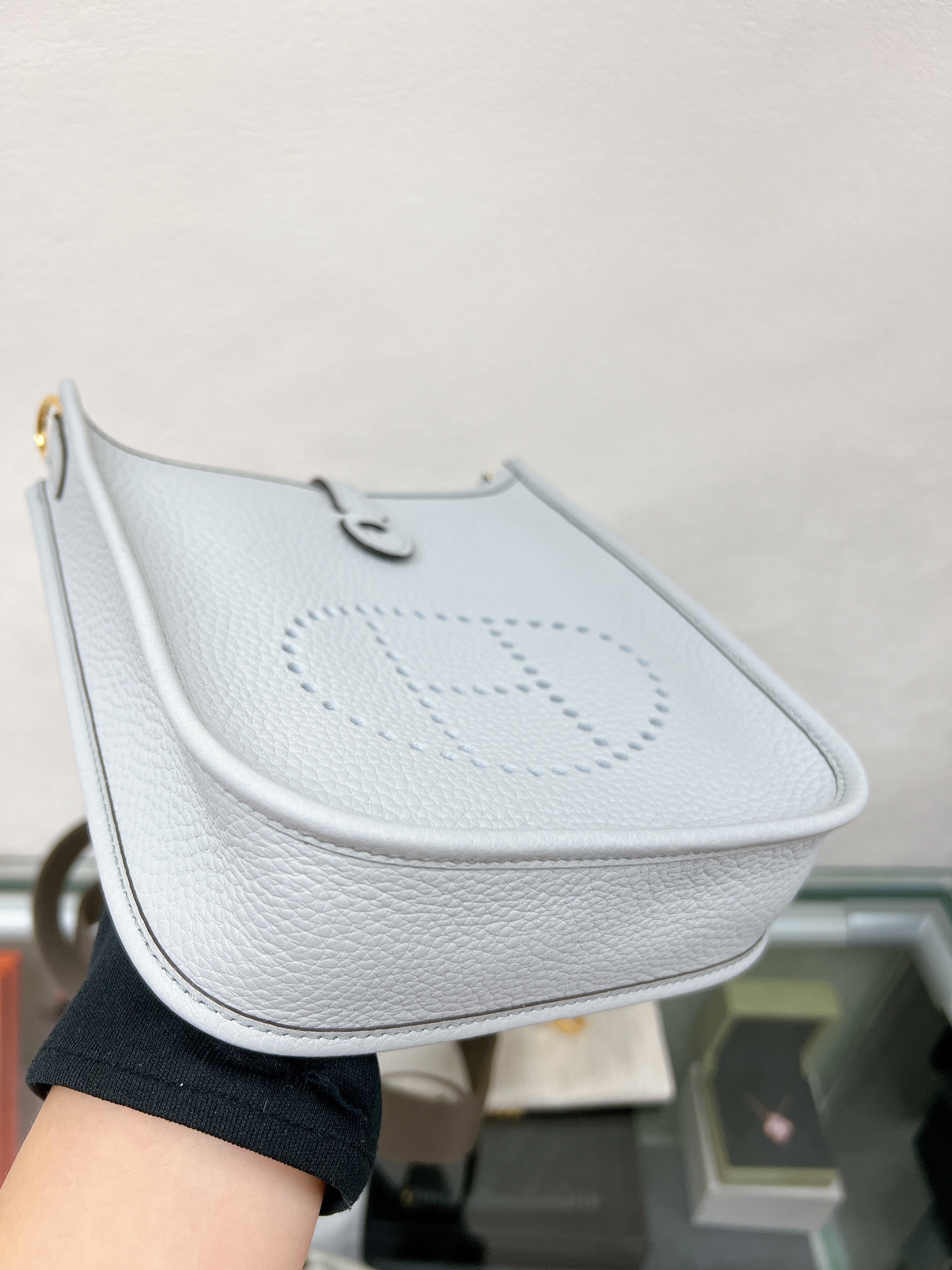 *Brand New* Hermes mini evelyne (bleu pale GHW stamp w)