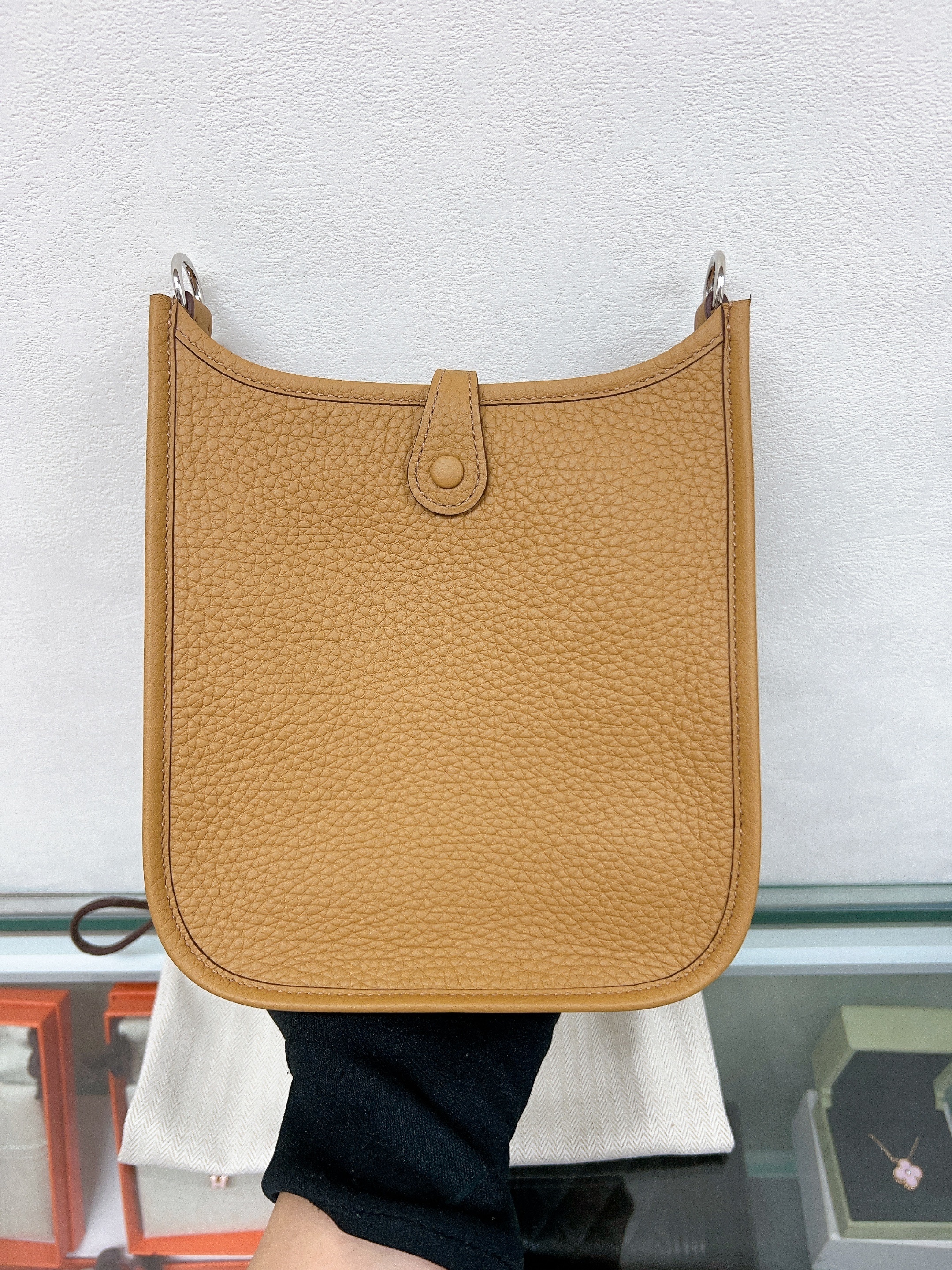 *Brand New* Hermes mini evelyne (biscuit PHW/ stamp W)