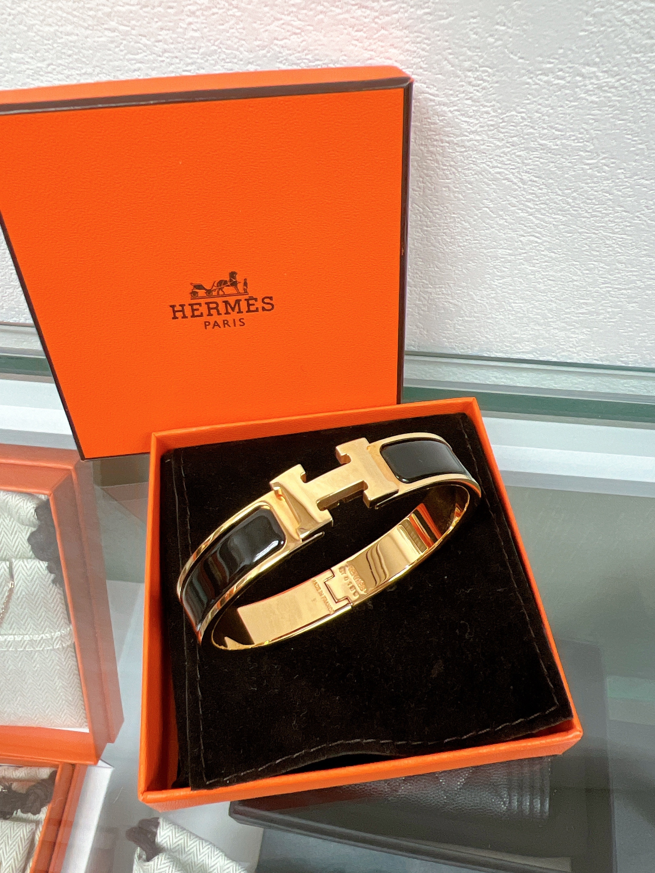 Hermes clic h bracelet GM size (black RGHW)