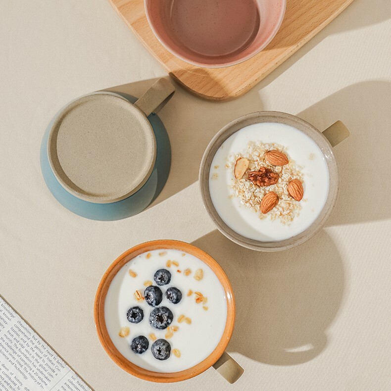 《5107》莫蘭迪色系拼色潑墨陶瓷馬克杯380ml