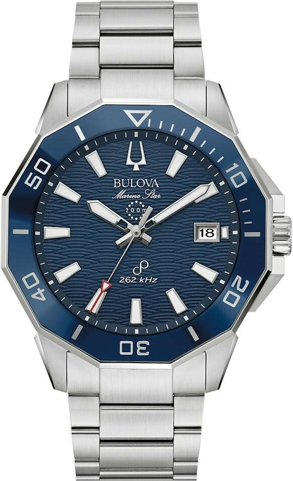 萬年鐘錶 - BULOVA 寶路華  Marine Star系列  海洋之星陶瓷錶圈潛水262kHz超頻精準不銹鋼石英機芯男錶  96B433  錶徑43MM