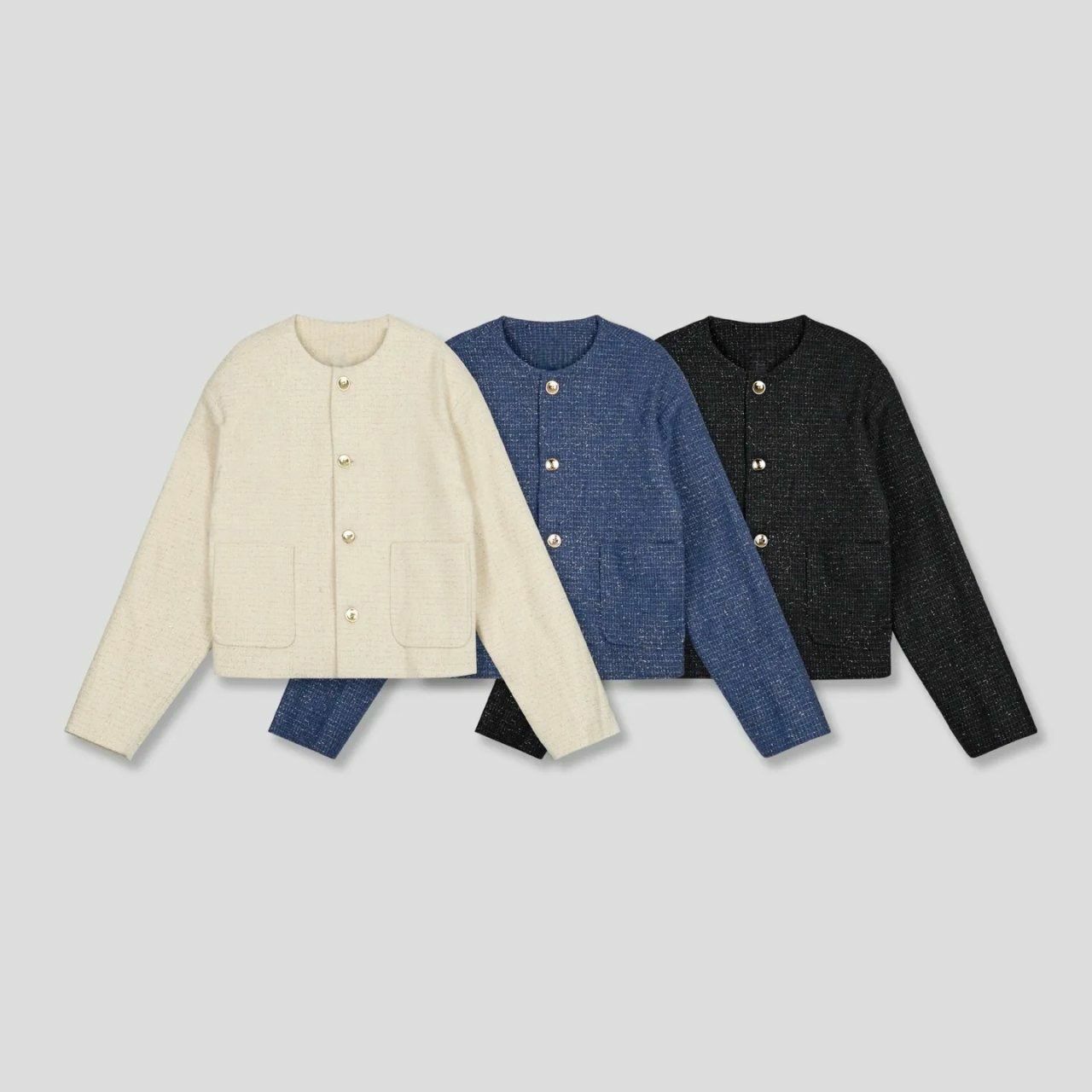 圓領閃條開胸外套 JK2549