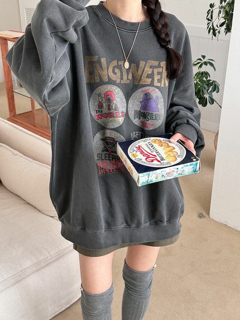 洗水卡通圖案衛衣 T5607