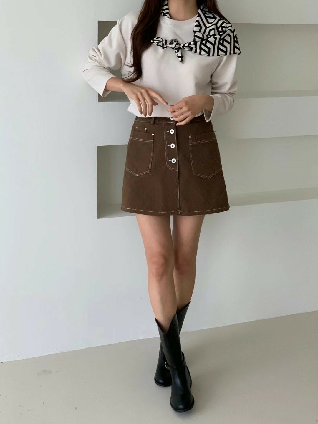 四排釦口袋褲裙