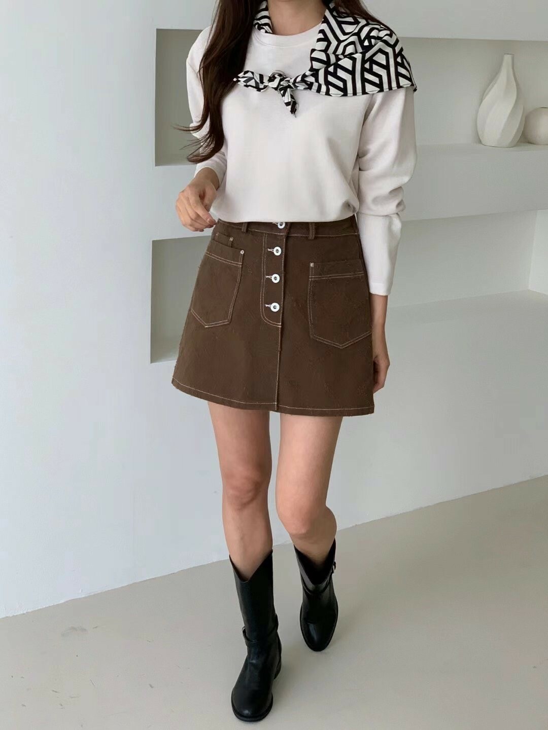 四排釦口袋褲裙