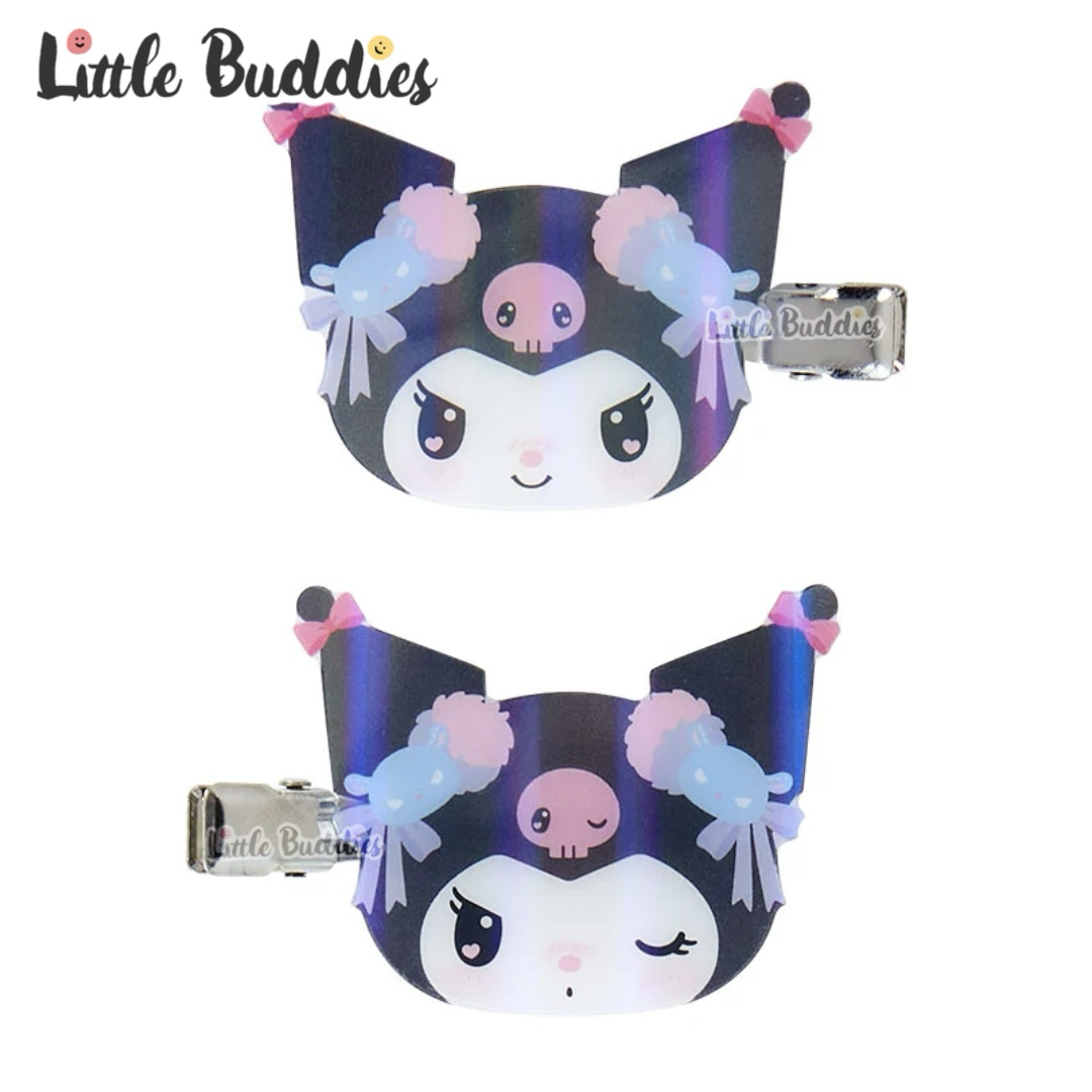 日本 Sanrio Kuromi 生日系列 - 頭形亞克力髮夾對裝 (2入)
