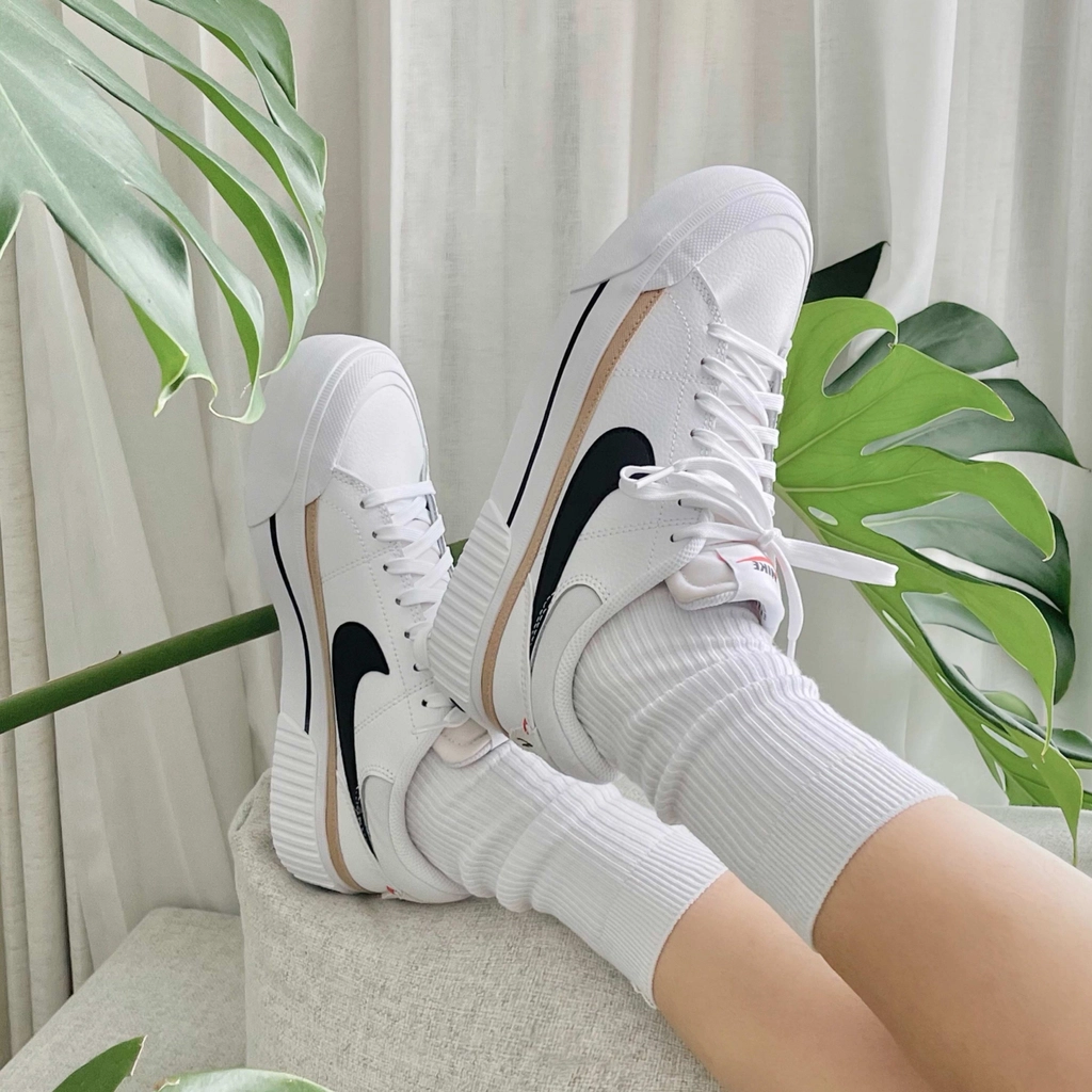 NIKE COURT 厚底款! "咖啡珍珠歐蕾"