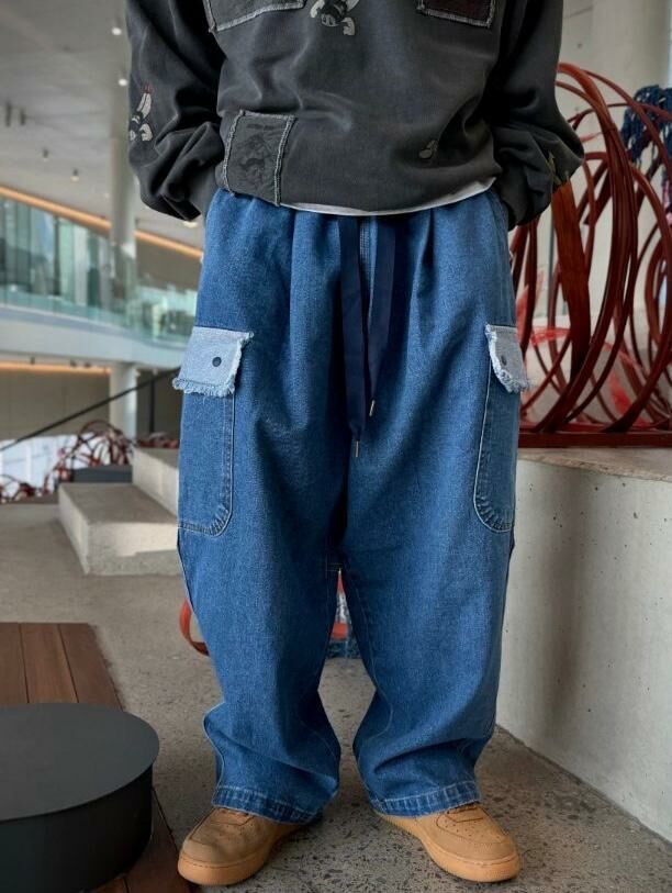 洗水拼色鬆身牛仔褲 HIGH FIVE-100P