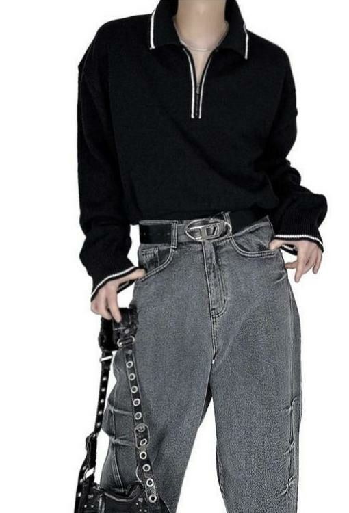 針織半拉鍊長袖PoloTee Crunky_youth-004T