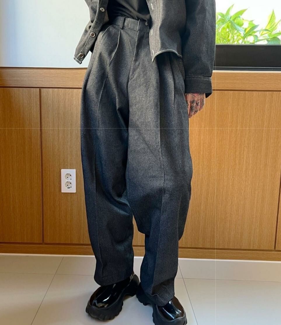 暗紋鬆身西褲 Crunky_youth-007P