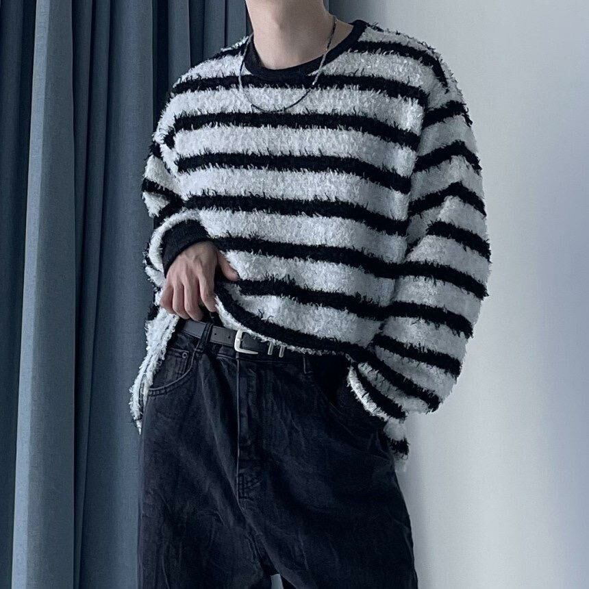 橫間毛線長袖衫 Crunky_youth-009T