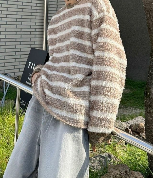 橫間毛線長袖衫 Crunky_youth-009T